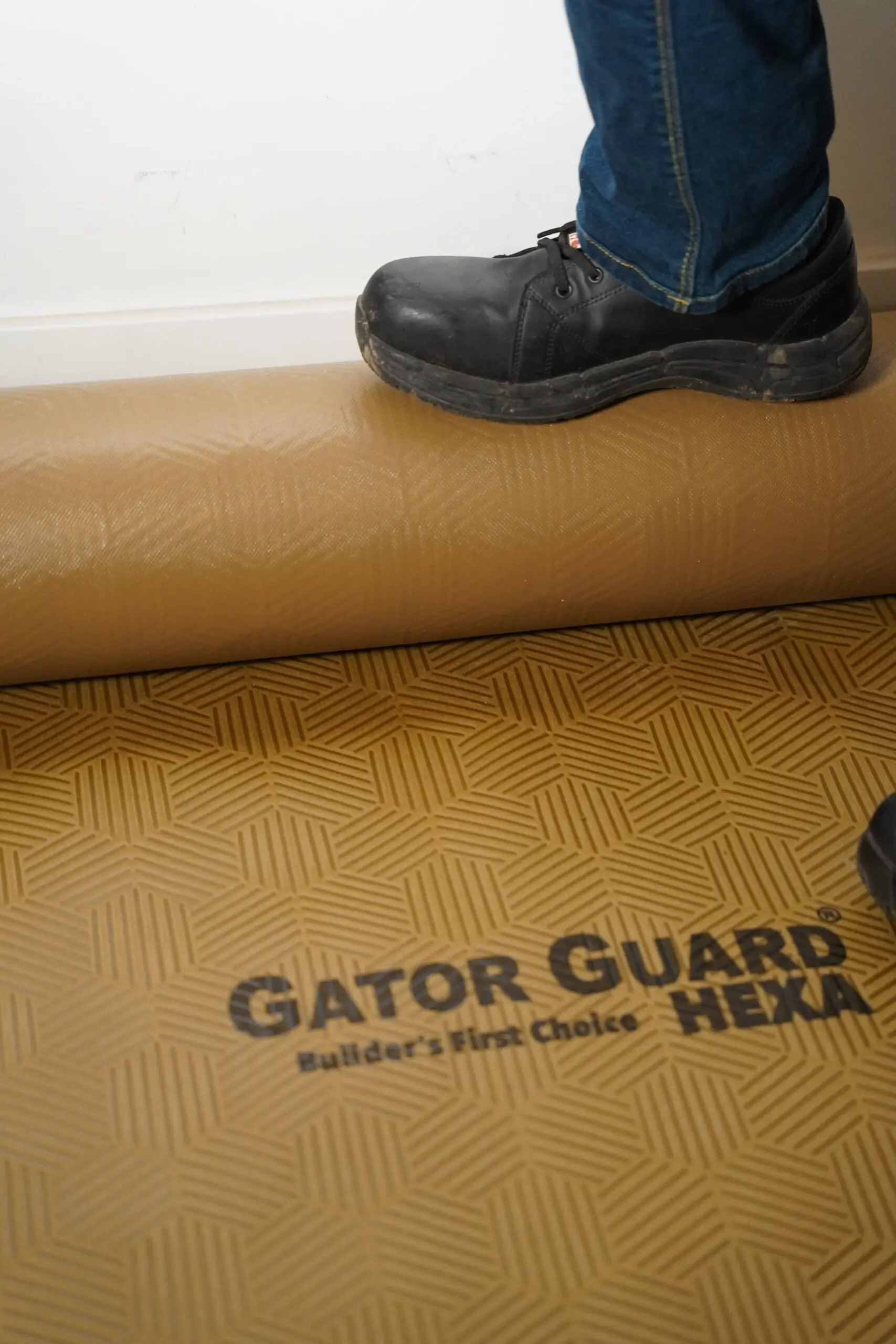 Gator Guard Hexa Gold heavy-duty floor protection roll — premium protective floor covering