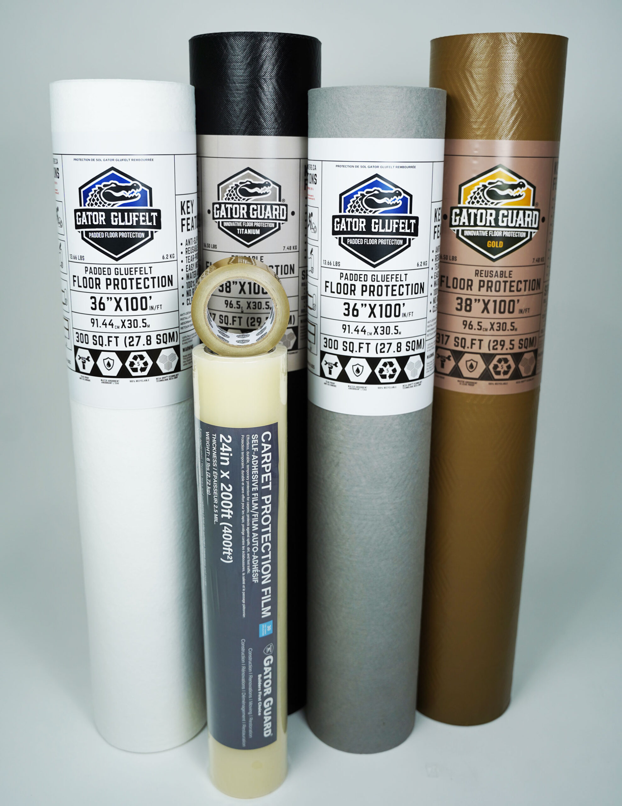 Gator Guard floor protection roll laid on finished floor at a renovation site