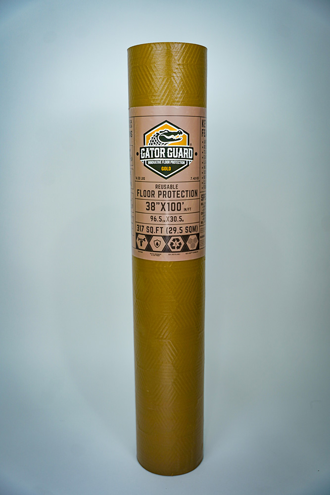 Gator Guard® Gold heavy-duty floor protection roll — reusable, jobsite-safe alternative to Ram Board and other floor covering products.